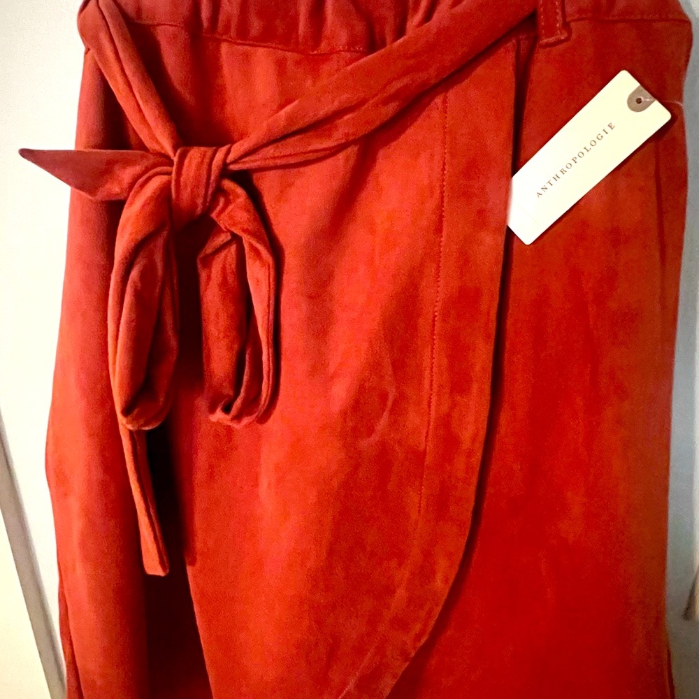 BRAND NEW - Anthropologie orange suede wrap skirt